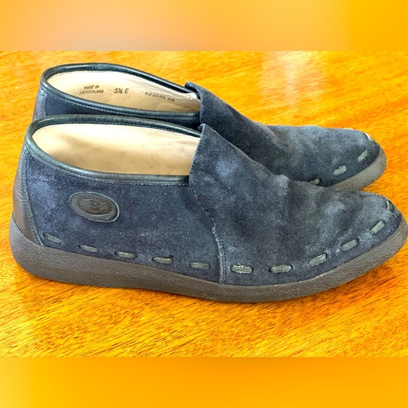 Rare Vintage Suede Bally of Switzerland Shoes Black Slip On Size US W 8 M 6 - Picture 3 of 6